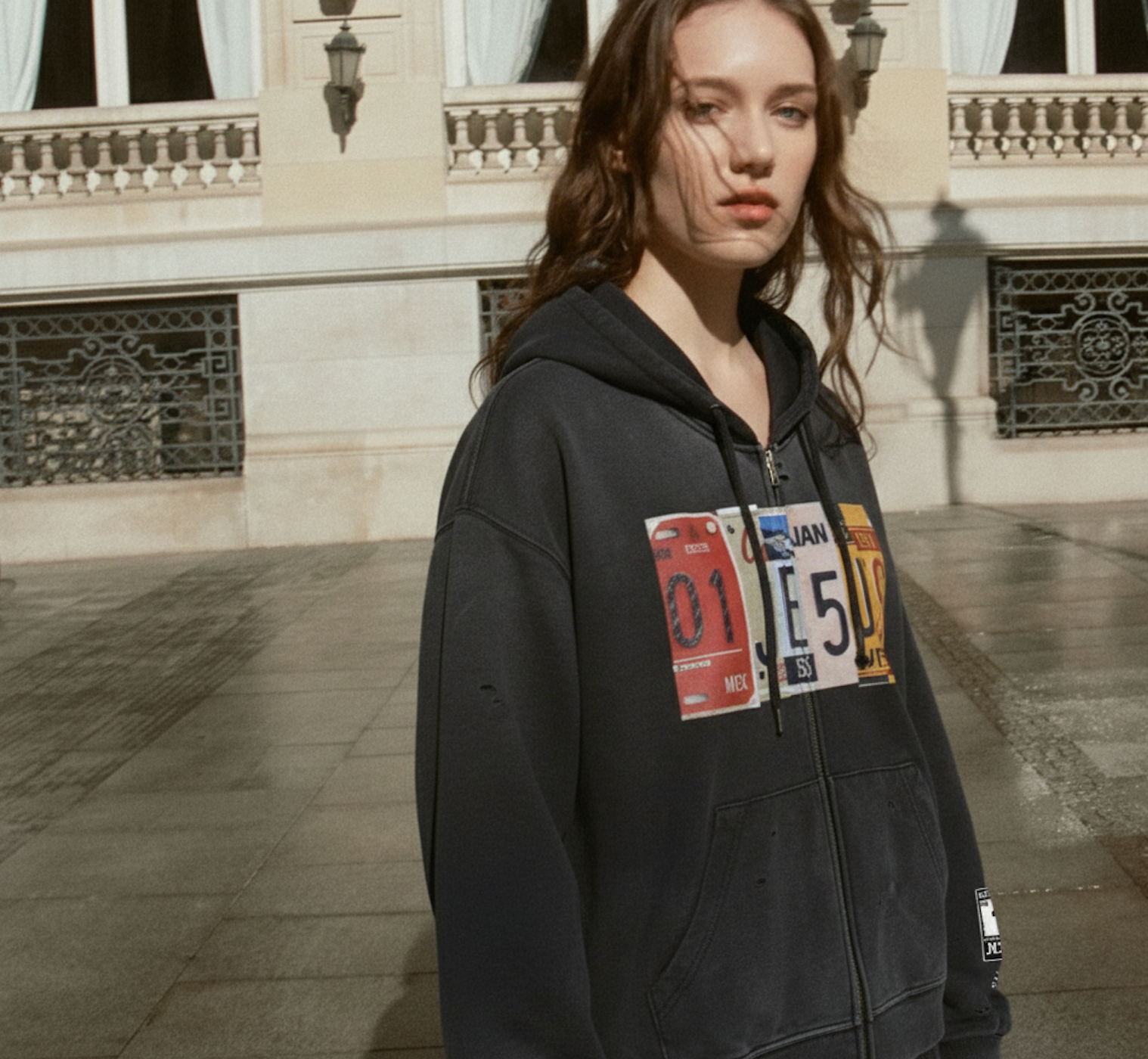 Route Jesus Distressed Zip-Up