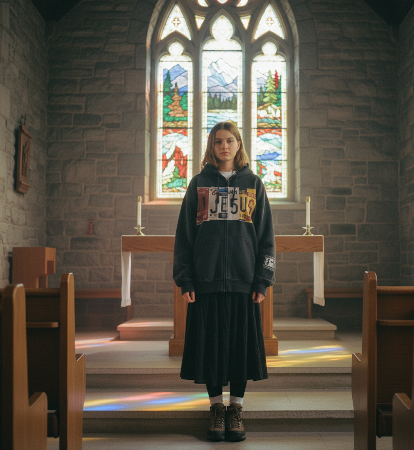 Route Jesus Distressed Zip-Up